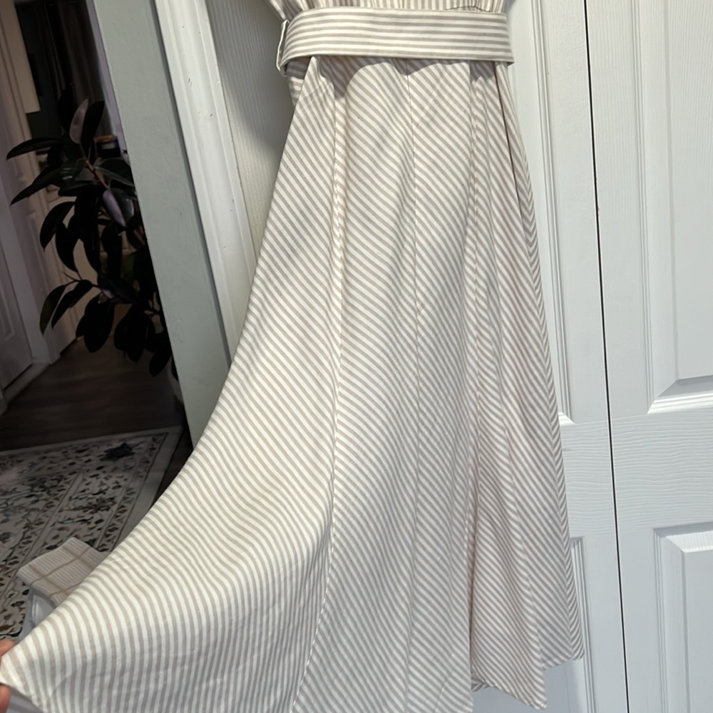 Ann Taylor Beige Striped Midi Dress - Picture 5 of 6